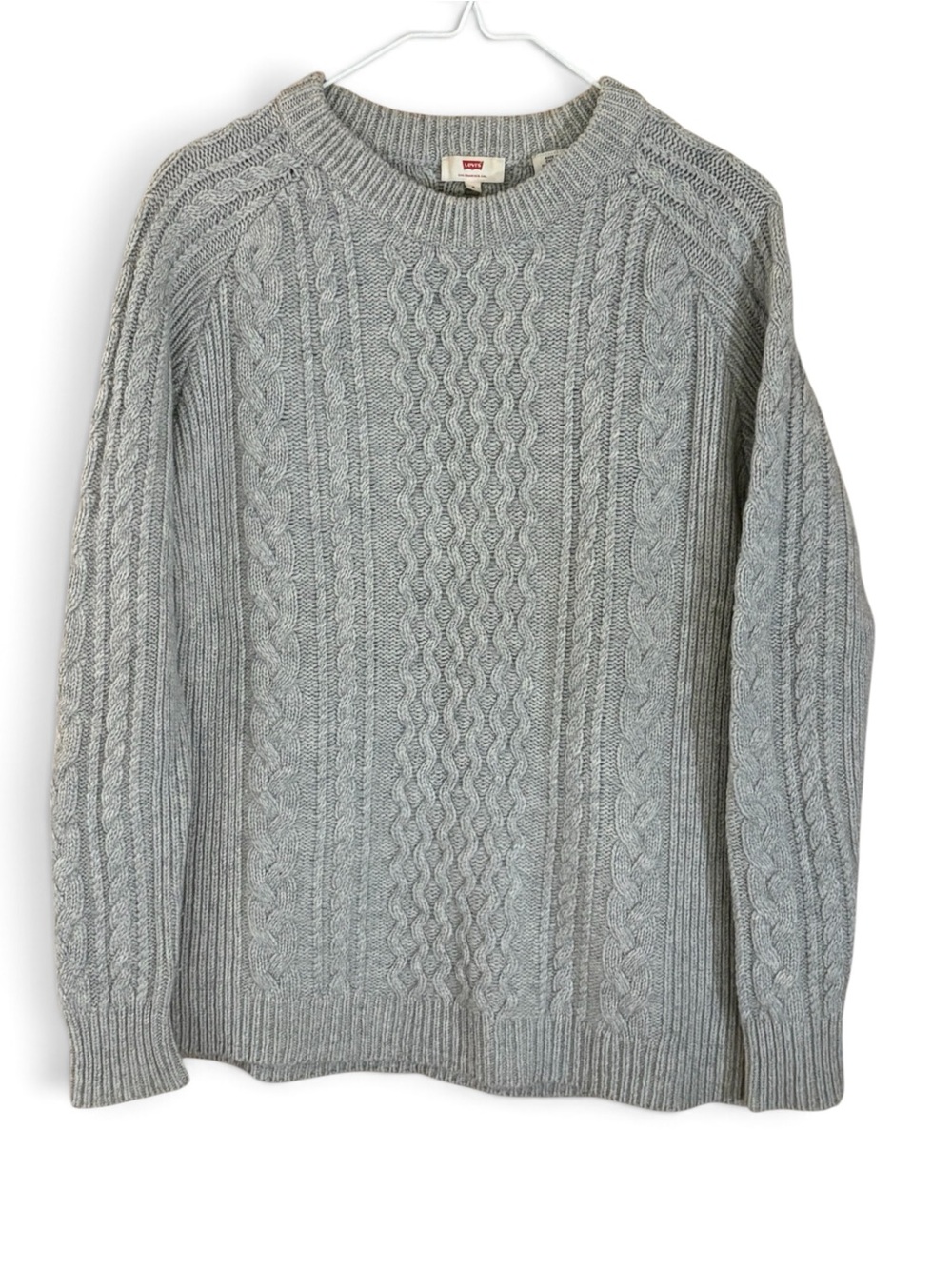 Levi's Light Gray Cable-Knit Crewneck Sweater
